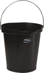 Vikan - 3 Gal, Polypropylene Round Black Single Pail with Pour Spout - Handle Included - Makers Industrial Supply