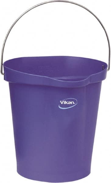 Vikan - 3 Gal, Polypropylene Round Purple Single Pail with Pour Spout - Handle Included - Makers Industrial Supply