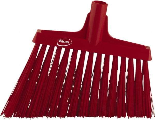 Vikan - 9-1/2" Wide, Red Synthetic Bristles, Angled Broom - Makers Industrial Supply