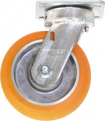 Caster Connection - 6" Diam x 2" Wide x 7-1/2" OAH Top Plate Mount Swivel Caster - Polyurethane on Aluminum, 1,000 Lb Capacity, Sealed Precision Ball Bearing, 4 x 4-1/2" Plate - Makers Industrial Supply