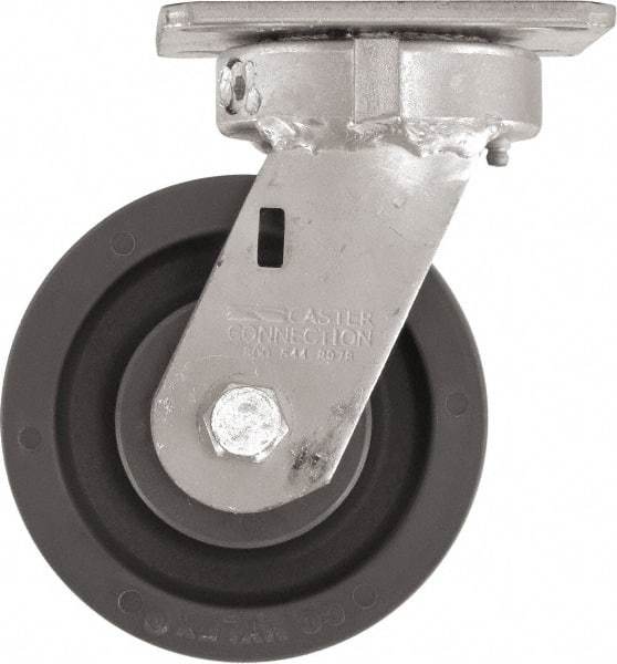 Caster Connection - 5" Diam x 2" Wide x 6-1/2" OAH Top Plate Mount Swivel Caster - High Grade Nylon, 1,200 Lb Capacity, Sealed Precision Ball Bearing, 4 x 4-1/2" Plate - Makers Industrial Supply