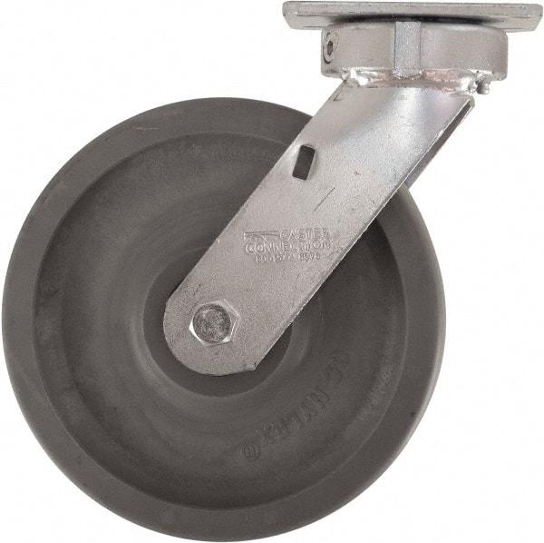 Caster Connection - 8" Diam x 2" Wide x 9-1/2" OAH Top Plate Mount Swivel Caster - High Grade Nylon, 2,000 Lb Capacity, Sealed Precision Ball Bearing, 4 x 4-1/2" Plate - Makers Industrial Supply