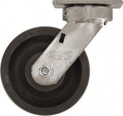 Caster Connection - 6" Diam x 2" Wide x 7-1/2" OAH Top Plate Mount Swivel Caster - High Grade Nylon, 1,500 Lb Capacity, Sealed Precision Ball Bearing, 4 x 4-1/2" Plate - Makers Industrial Supply