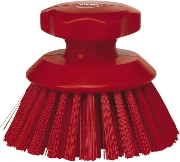 Vikan - 1-1/2" Bristle Length, Polyester Food Service Brush - 3-3/4" Long x 5" Wide Head, 5" OAL, Red, Polypropylene Block - Makers Industrial Supply