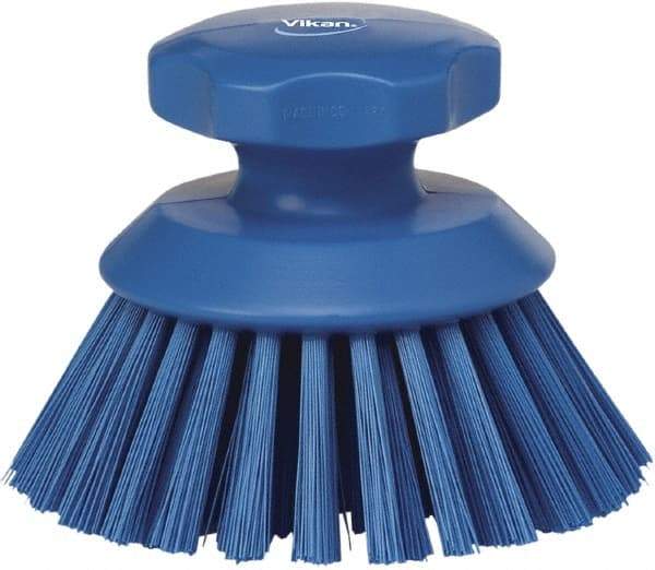 Vikan - 1-1/2" Bristle Length, Polyester Food Service Brush - 3-3/4" Long x 5" Wide Head, 5" OAL, Blue, Polypropylene Block - Makers Industrial Supply