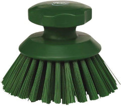 Vikan - 1-1/2" Bristle Length, Polyester Food Service Brush - 3-3/4" Long x 5" Wide Head, 5" OAL, Green, Polypropylene Block - Makers Industrial Supply