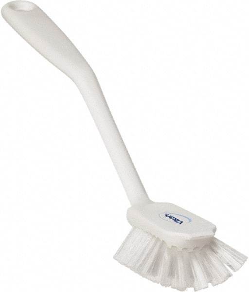 Vikan - 1" Bristle Length, Polyester Food Service Brush - 2-11/16" Long x 1" Wide Head, 10-1/2" OAL, White, Polypropylene Block - Makers Industrial Supply