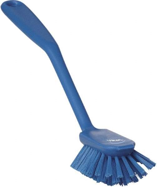 Vikan - 1" Bristle Length, Polyester Food Service Brush - 2-11/16" Long x 1" Wide Head, 10-1/2" OAL, Blue, Polypropylene Block - Makers Industrial Supply