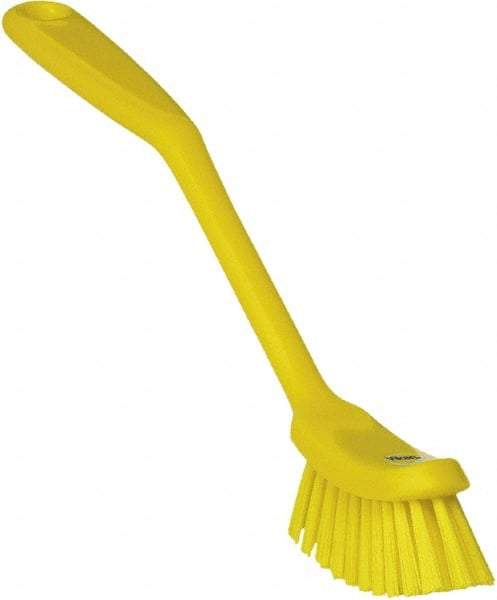 Vikan - 1" Bristle Length, Polyester Food Service Brush - 2-7/8" Long x 1" Wide Head, 11" OAL, Yellow, Polypropylene Block - Makers Industrial Supply