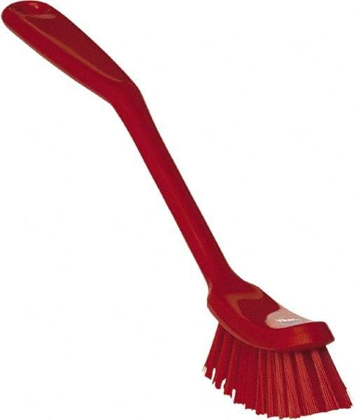 Vikan - 1" Bristle Length, Polyester Food Service Brush - 2-7/8" Long x 1" Wide Head, 11" OAL, Red, Polypropylene Block - Makers Industrial Supply