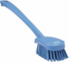 Vikan - 1.3" Bristle Length, Polyester Scrub Brush - 4" Long x 2-3/4" Wide Head, 15-3/4" OAL, Blue, Polypropylene Block - Makers Industrial Supply