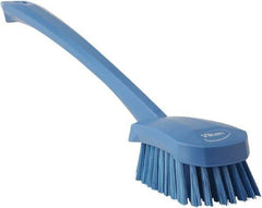 Vikan - 1.3" Bristle Length, Polyester Scrub Brush - 4" Long x 2-3/4" Wide Head, 15-3/4" OAL, Blue, Polypropylene Block - Makers Industrial Supply