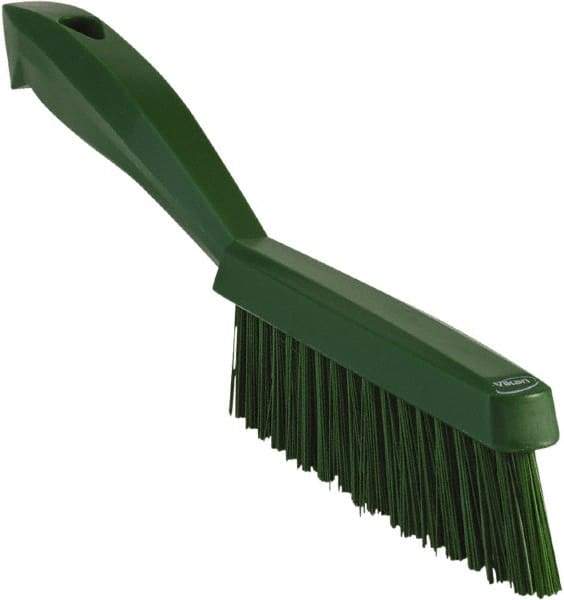 Vikan - 1.3" Bristle Length, Polyester Scrub Brush - 5-7/8" Long x 0.8" Wide Head, 11.2" OAL, Green, Polypropylene Block - Makers Industrial Supply