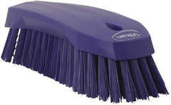 Vikan - 1.3" Bristle Length, Polyester Utility Scrub Brush - 7" Long x 3" Wide Head, 8" OAL, Purple, Polypropylene Block - Makers Industrial Supply