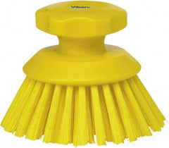 Vikan - 1-1/2" Bristle Length, Polyester Food Service Brush - 3-3/4" Long x 5" Wide Head, 5" OAL, Yellow, Polypropylene Block - Makers Industrial Supply