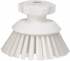 Vikan - 1-1/2" Bristle Length, Polyester Food Service Brush - 3-3/4" Long x 5" Wide Head, 5" OAL, White, Polypropylene Block - Makers Industrial Supply