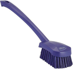 Vikan - 1.3" Bristle Length, Polyester Scrub Brush - 4" Long x 2-3/4" Wide Head, 15-3/4" OAL, Purple, Polypropylene Block - Makers Industrial Supply