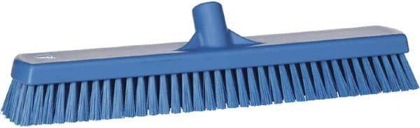 Vikan - 1.8" Bristle Length, Polyester Scrub Brush - 18" Long x 2-1/2" Wide Head, 19" OAL, European Threaded Handle, Blue, Polypropylene Block - Makers Industrial Supply