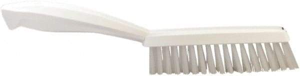 Vikan - 1.3" Bristle Length, Polyester Scrub Brush - 5-7/8" Long x 0.8" Wide Head, 11.2" OAL, White, Polypropylene Block - Makers Industrial Supply