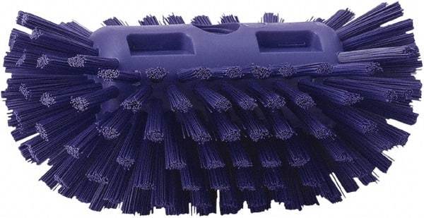 Vikan - 1-1/2" Bristle Length, Polyester Utility Scrub Brush - 5-1/2" Wide Head, 8" OAL, European Threaded Handle, Purple, Polypropylene Block - Makers Industrial Supply