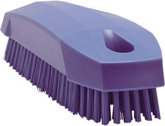 Vikan - 0.7" Bristle Length, Polyester Scrub Brush - 1-1/2" Wide Head, 4-1/2" OAL, Purple, Polypropylene Block - Makers Industrial Supply