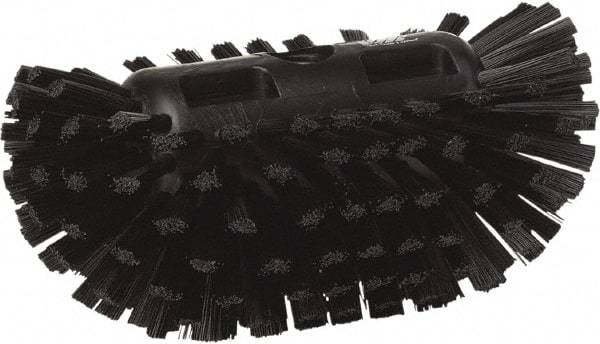 Vikan - 1-1/2" Bristle Length, Polyester Utility Scrub Brush - 5-1/2" Wide Head, 8" OAL, European Threaded Handle, Black, Polypropylene Block - Makers Industrial Supply