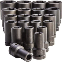 Proto - 21 Piece 1" Drive Deep Impact Socket Set - 6 Points, 3/4 to 2", Inch Measurement Standard - Makers Industrial Supply