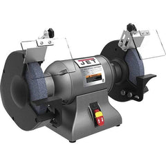 Jet - 10" Wheel Diam x 1" Wheel Width, 1-1/2 hp Grinder - 1" Arbor Hole Diam, 1 Phase, 1,720 Max RPM, 115 Volts - Makers Industrial Supply