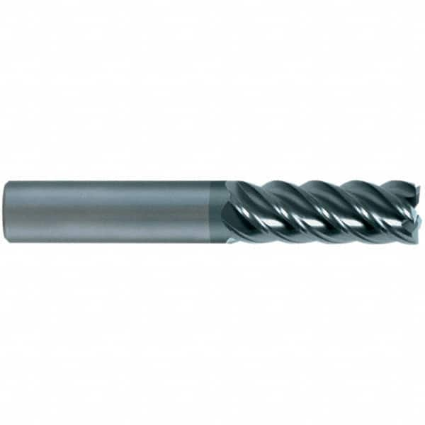 SGS - 6mm, 5 Flute, Single End, Solid Carbide, 0.0098" Corner Radius End Mill - 63mm OAL, 45° Helix, 6mm LOC, Right Hand Cut - Makers Industrial Supply