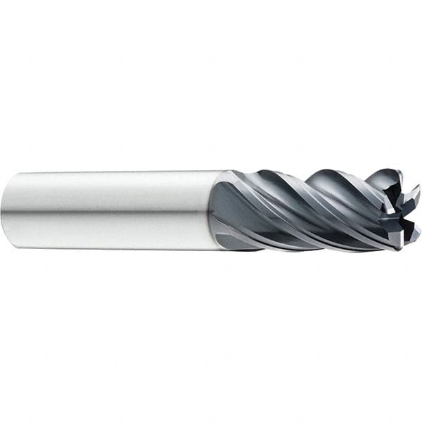 SGS - 3/8", 5 Flute, Single End, Solid Carbide, 0.03" Corner Radius End Mill - 2-1/2" OAL, 37° Helix, 3/8" LOC, Right Hand Cut - Makers Industrial Supply