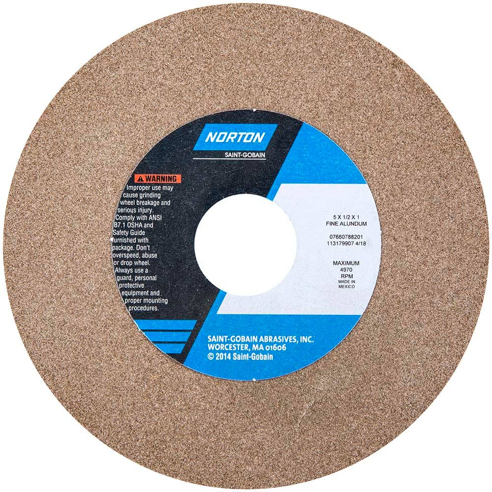 Norton - Bench & Pedestal Grinding Wheels Wheel Diameter (Inch): 5 Hole Size (Inch): 1 - Makers Industrial Supply