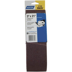 Norton - 3" Wide x 21" OAL, 220 Grit, Aluminum Oxide Abrasive Belt - Makers Industrial Supply