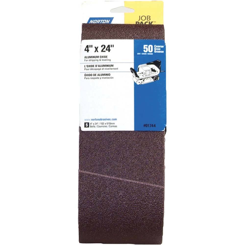 Norton - 4" Wide x 24" OAL, 50 Grit, Aluminum Oxide Abrasive Belt - Makers Industrial Supply