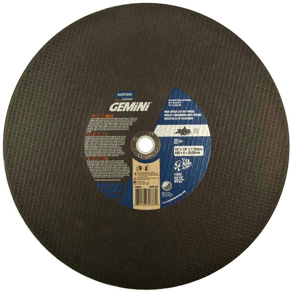 Norton - 16 x 1/8, 1" Hole 24 Grit Aluminum Oxide Cutoff Wheel - Makers Industrial Supply