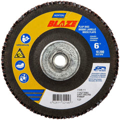 Norton - 6" 40 Grit 5/8-11 Center Hole Type 27 Ceramic Alumina Flap Disc - Exact Industrial Supply