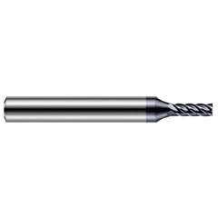 Square End Mill: 1/16'' Dia, 3/32'' LOC, 1/4'' Shank Dia, 2-1/2'' OAL, 5 Flutes, Solid Carbide Single End, AlTiN Finish, 37 ° Variable Helix, Centercutting, RH Cut, RH Flute