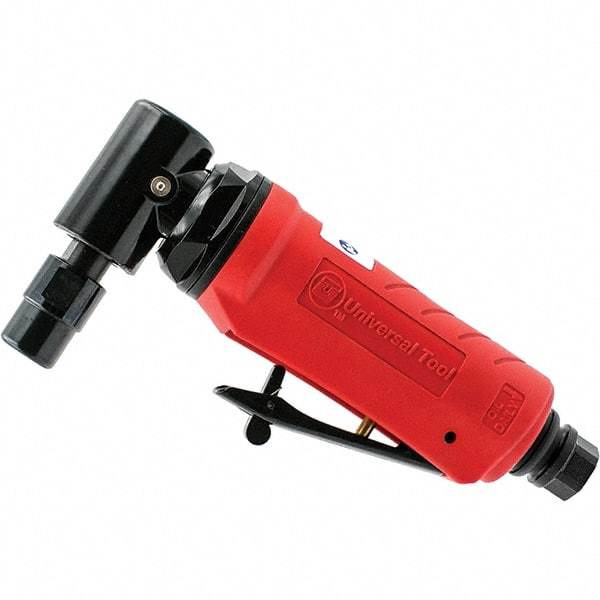 Universal Tool - 1/4" Collet, Angle Handle, Air Angle Die Grinder - Rear Exhaust, 4 CFM, 0.5 hp, 90 psi, 1/4" Inlet - Makers Industrial Supply