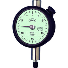 Mahr - Dial Drop Indicators; Maximum Measurement (Inch): 0.125 ; Maximum Measurement (mm): 3.00 ; Dial Graduation (mm): 0.0254 ; Dial Graduation (Decimal Inch): 0.001000 ; Dial Reading: 0-50 ; Dial Diameter (mm): 43.81 - Exact Industrial Supply