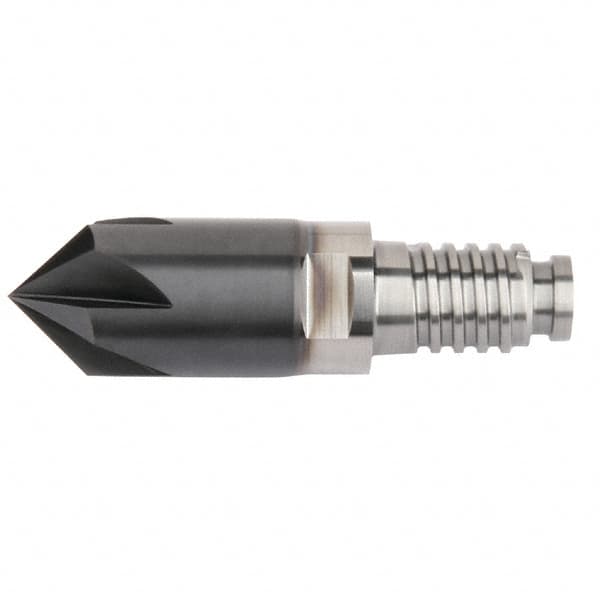 Kennametal - 10mm Diam, 2mm LOC, 4mm Chamfer Width, 4 Flute 60° Corner Chamfer - Solid Carbide, AlTiN Finish, Duo-Lock 10 Connection, Spiral Flute, 0° Helix - Makers Industrial Supply