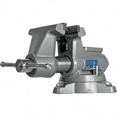 Wilton - 5-1/2" Jaw Width, 5" Opening Capacity, 3-5/8" Throat Depth, Iron Swivel Bench Vise - Double Lockdown Base Attachment, Anvil, 17-45/64" Long x 10-39/64" Wide x 8-13/32" High - Makers Industrial Supply