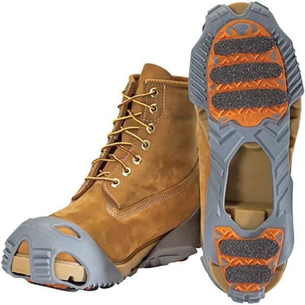 Winter Walking - Size 9.5-11, (Women's Size 11.5+) Overshoe Cleat - Grit Traction, Orange & Gray - Makers Industrial Supply