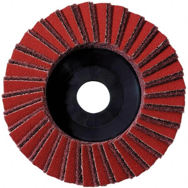 Metabo - 60 Grit, 5" Disc Diam, 7/8" Center Hole, Type 29 Aluminum Oxide Flap Disc - 12,225 Max RPM, Fiberglass Backing, Arbor Attaching System, Coated & Non-Woven Combo - Makers Industrial Supply