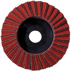 Metabo - 40 Grit, 5" Disc Diam, 7/8" Center Hole, Type 29 Aluminum Oxide Flap Disc - 12,225 Max RPM, Fiberglass Backing, Arbor Attaching System, Coated & Non-Woven Combo - Makers Industrial Supply