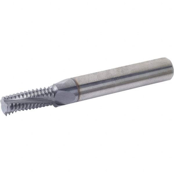 Vargus - 1/8-27 NPT, 7.5mm Cutting Diam, 4 Flute, Solid Carbide Helical Flute Thread Mill - Internal/External Thread, 9.4mm LOC, 63mm OAL, 8mm Shank Diam - Makers Industrial Supply