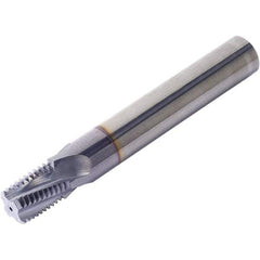 Vargus - 1/8-27 NPTF, 7.65mm Cutting Diam, 3 Flute, Solid Carbide Helical Flute Thread Mill - Internal/External Thread, 9.88mm LOC, 61mm OAL, 8mm Shank Diam - Makers Industrial Supply