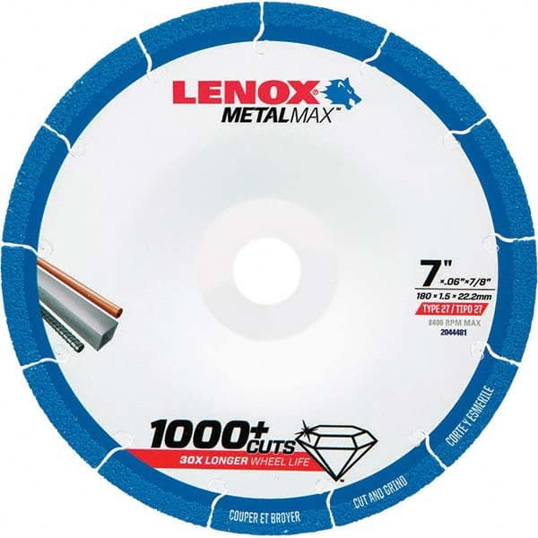 Lenox - Depressed-Center Wheels Wheel Diameter (Inch): 7 Wheel Thickness (Decimal Inch): 0.0600 - Makers Industrial Supply