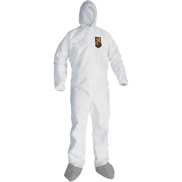 KleenGuard - Size 3XL Microporous Film Laminate General Purpose Coveralls - White, Zipper Closure, Elastic Cuffs, with Boots, Serged Seams - Makers Industrial Supply