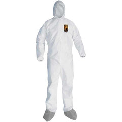 KleenGuard - Size XL Microporous Film Laminate General Purpose Coveralls - White, Zipper Closure, Elastic Cuffs, with Boots, Serged Seams - Makers Industrial Supply