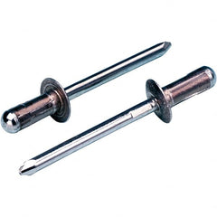 STANLEY Engineered Fastening - Size 6 Dome Head Aluminum Open End Blind Rivet - Steel Mandrel, 0.063" to 0.248" Grip, 3/16" Head Diam, 0.1929" to 0.198" Hole Diam, 2.832" Body Diam - Makers Industrial Supply