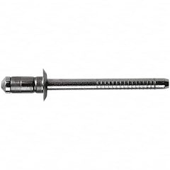 STANLEY Engineered Fastening - Size 6 Dome Head Stainless Steel Open End Blind Rivet - Steel Mandrel, 0.0591" to 0.1378" Grip, 3/16" Head Diam, 0.1929" to 0.2008" Hole Diam, 3.2" Body Diam - Makers Industrial Supply